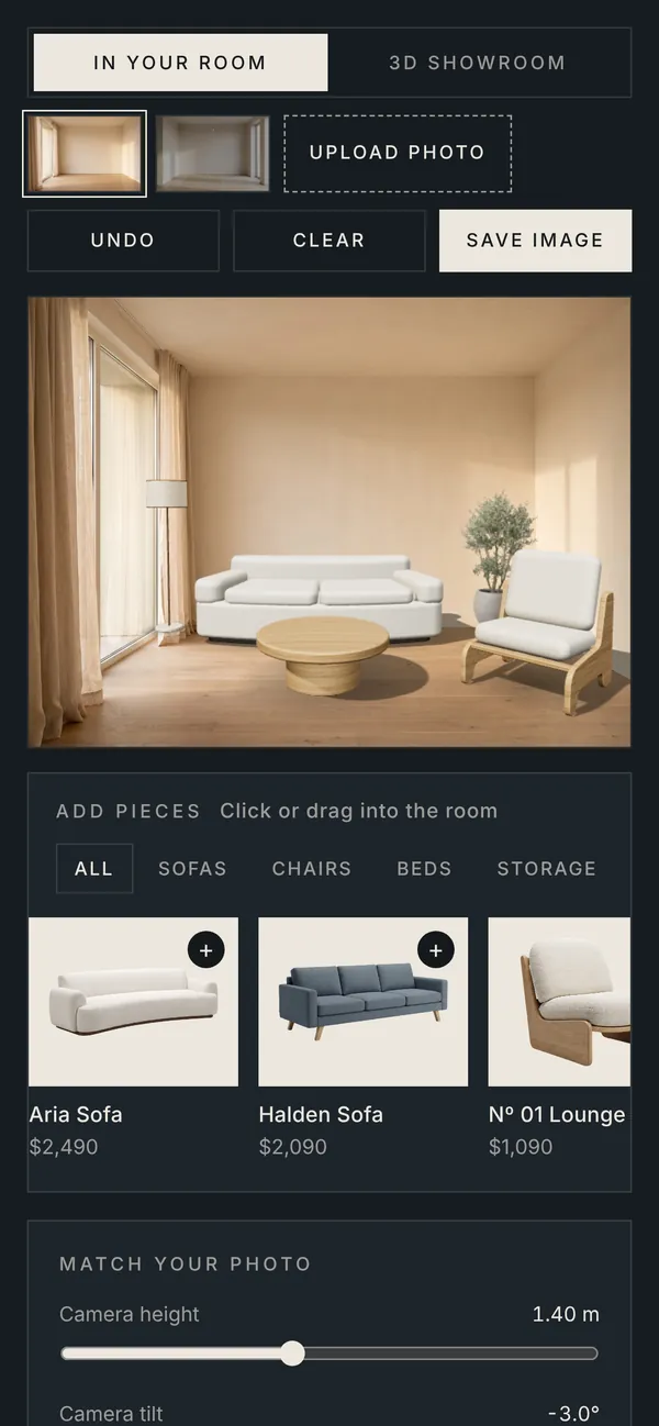 Roomkit on a phone in the dark theme