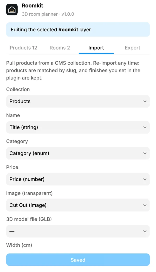 Mapping Framer CMS fields to Roomkit products