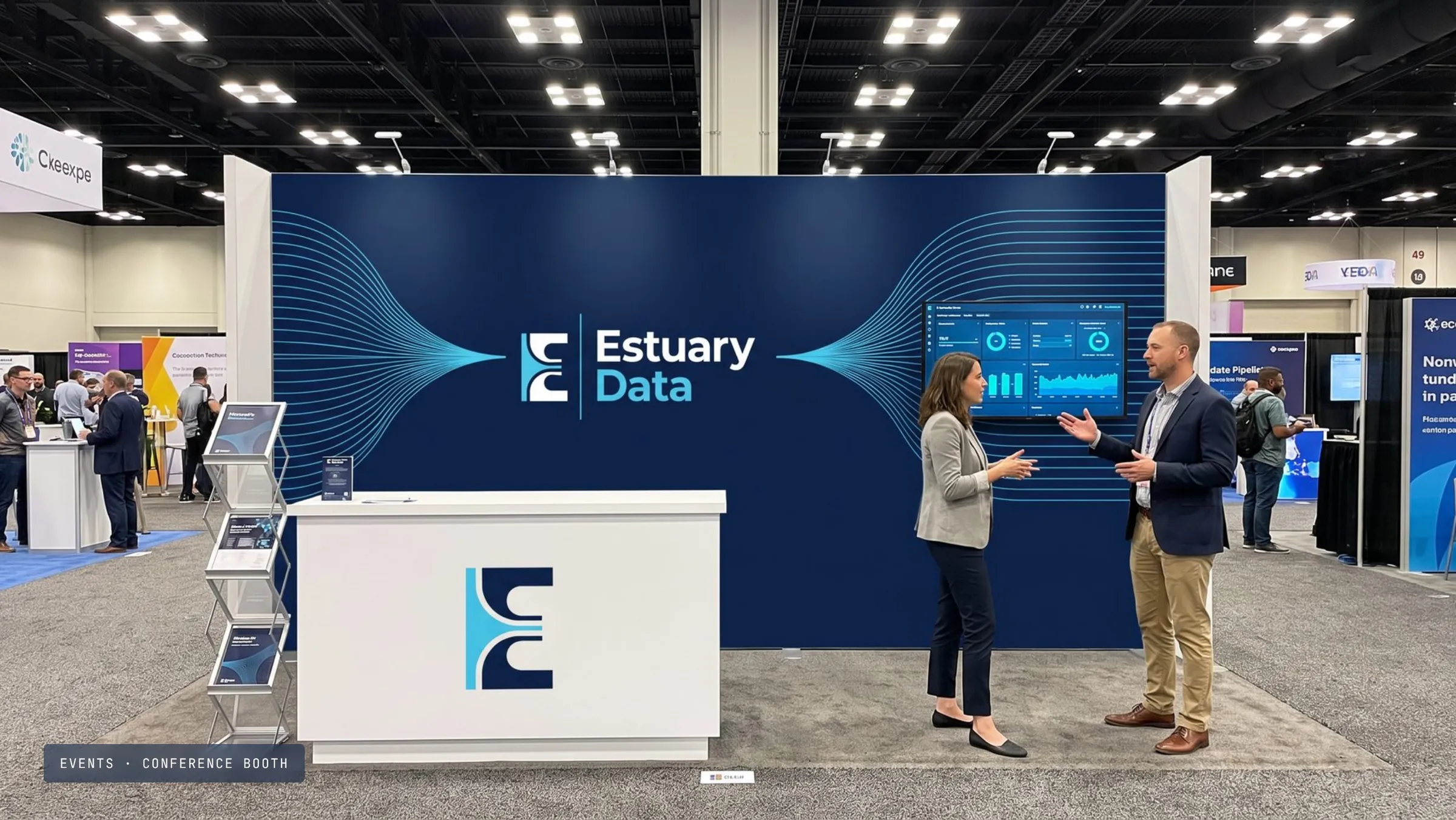 Conference booth with confluence wall graphics