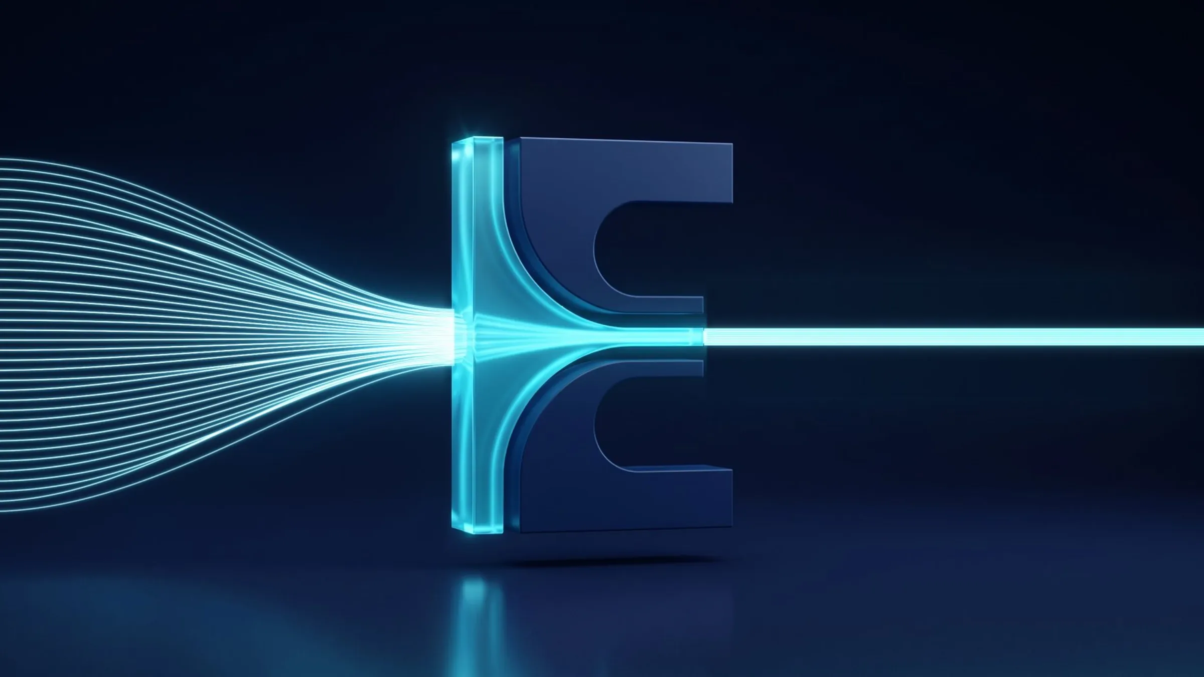 Glass E mark with light strands