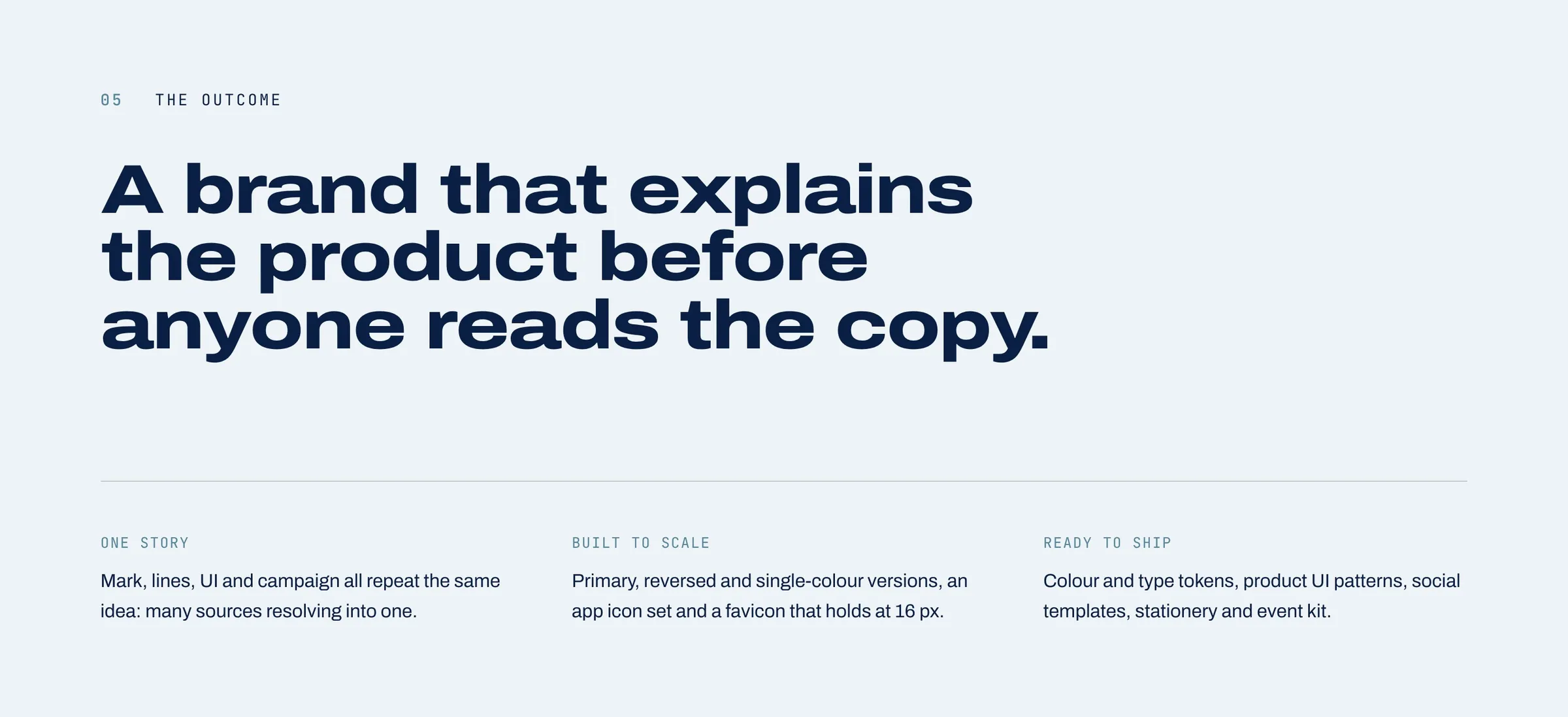 Outcome: a brand that explains the product before anyone reads the copy