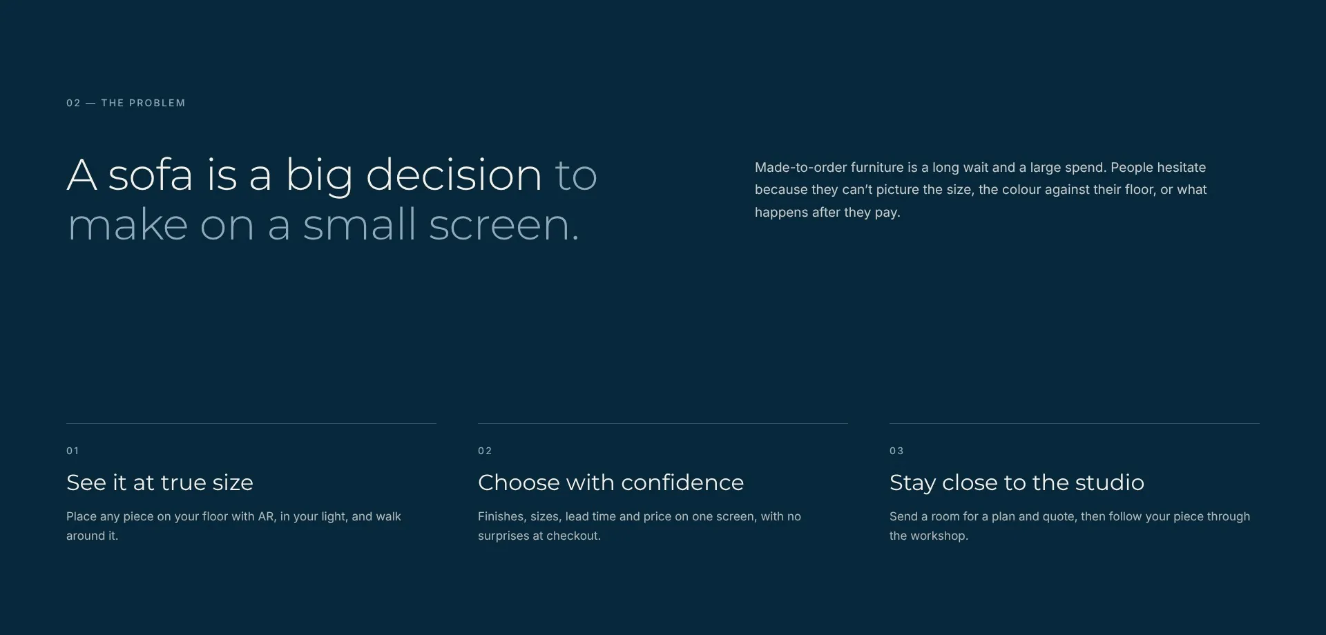 The problem: a sofa is a big decision to make on a small screen
