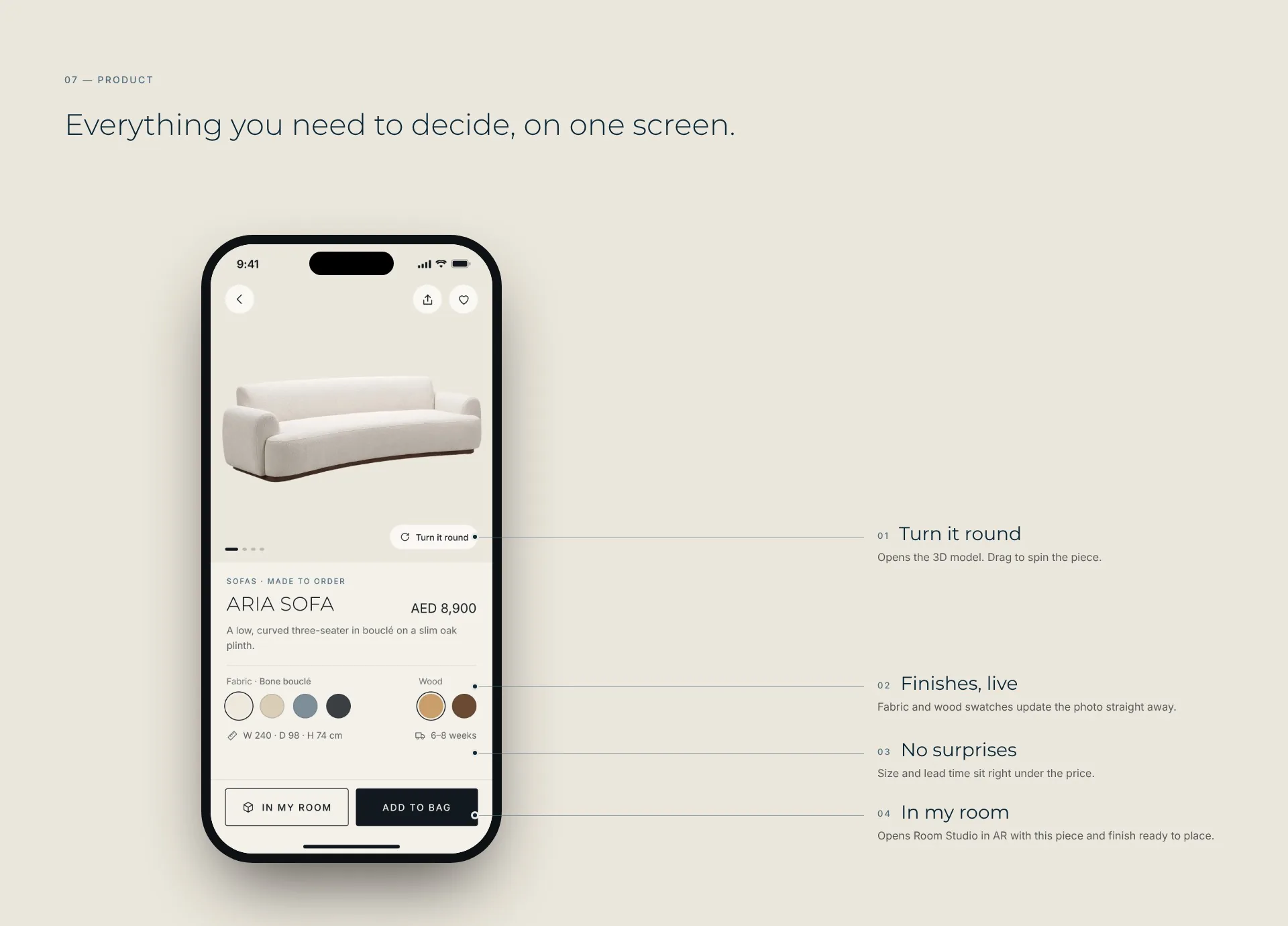 Product screen: everything you need to decide, on one screen