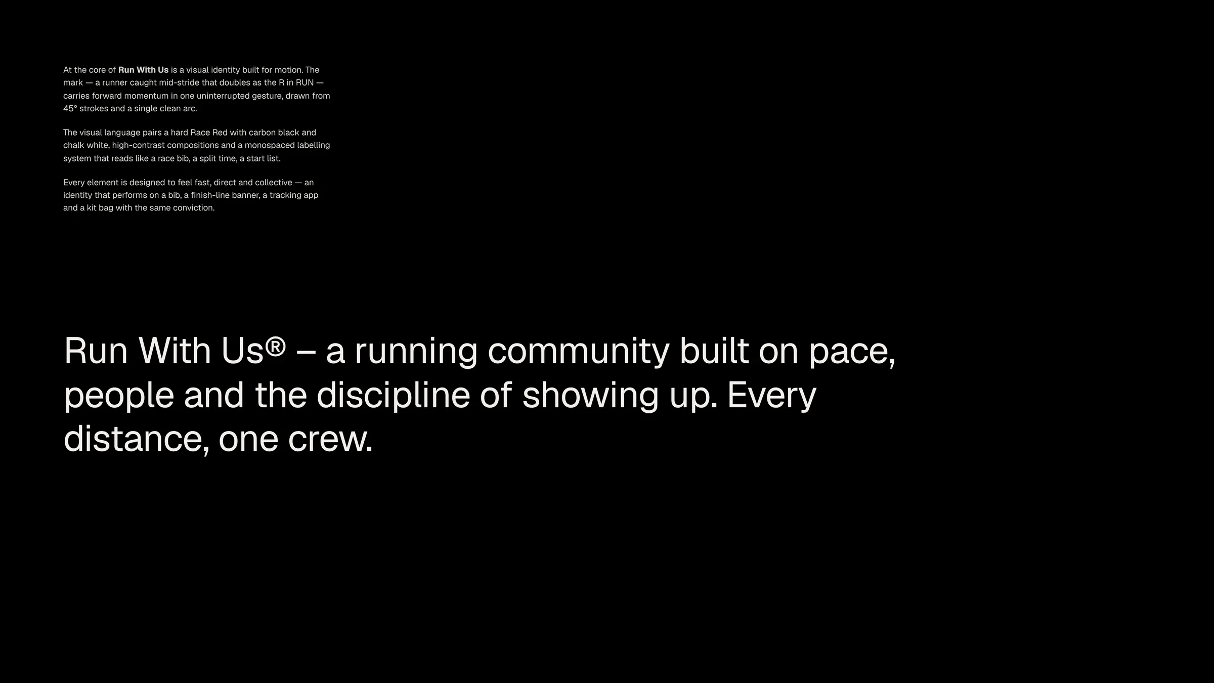 Run With Us introduction board