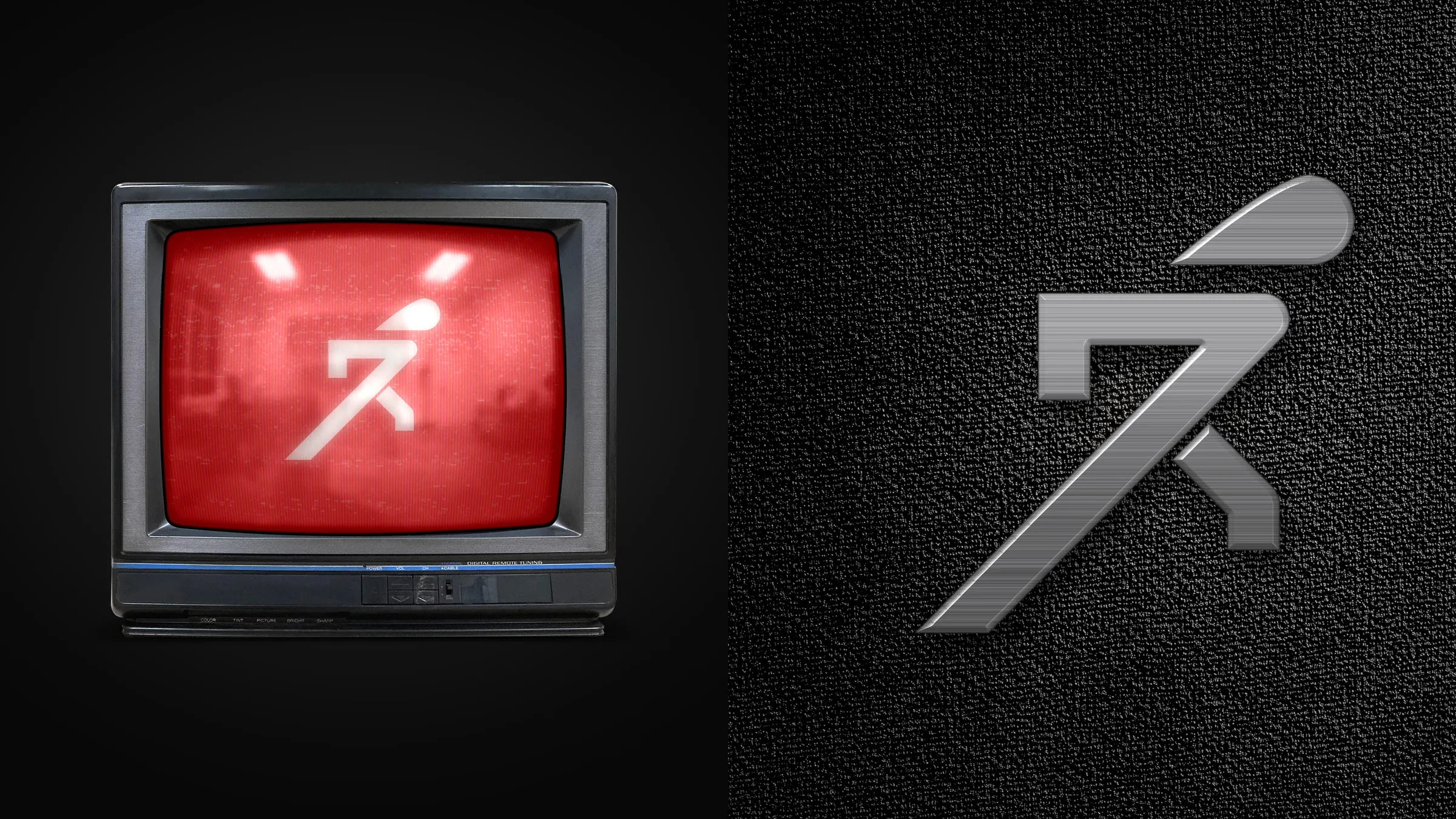 Symbol on a CRT monitor and as a brushed metal pin